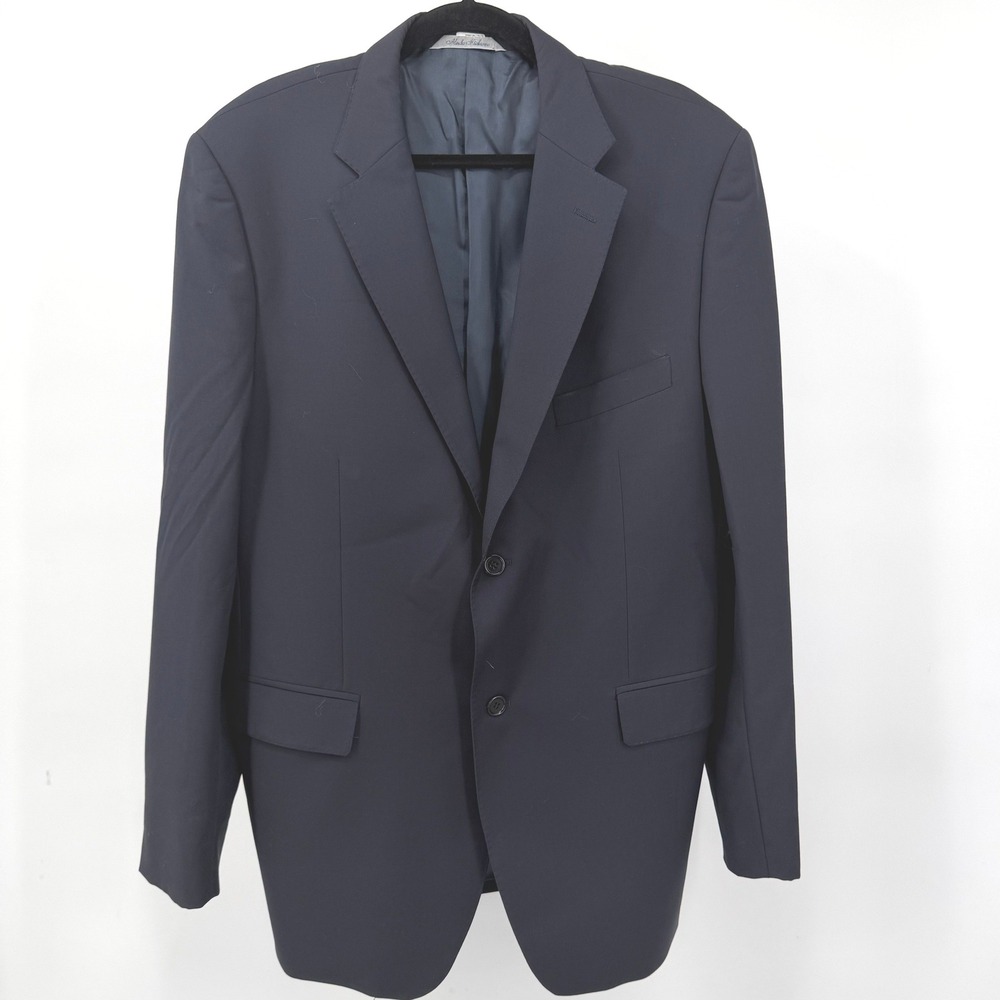 Ermenegildo Zegan Australian 100%‎ Wool Mens 4XL/56 Blazer Navy Blue Two Button